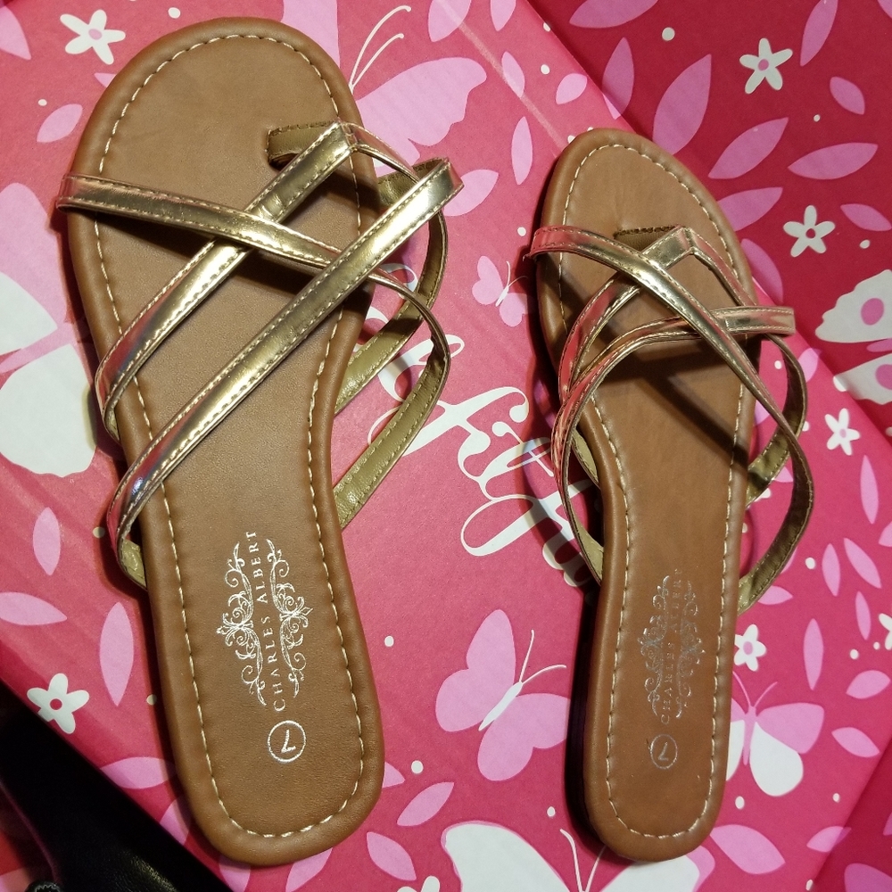 SALE! Charles Albert NWOT Rose Gold Sandals - Picture 2 of 5